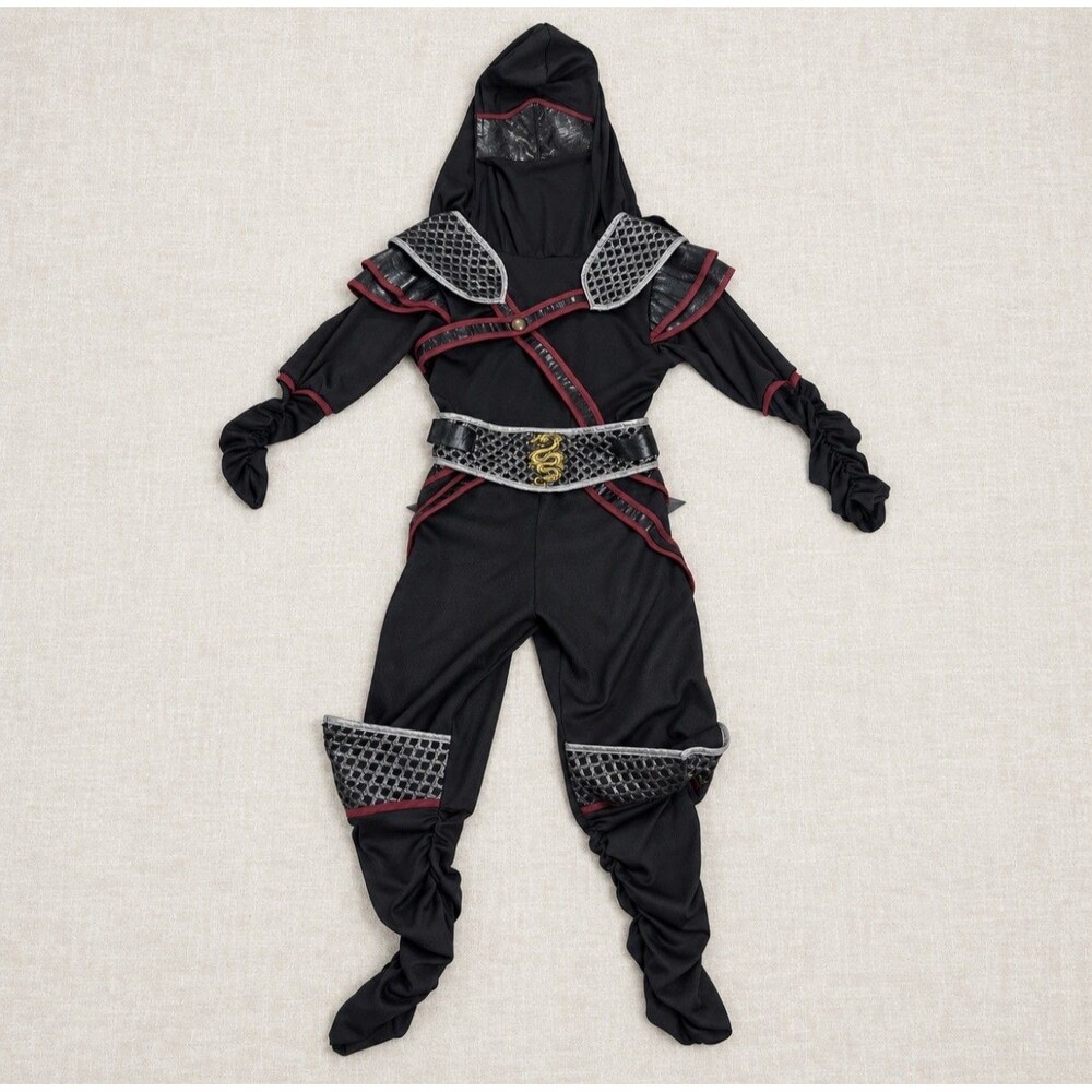 Hooded Dragon Warrior Ninja Cosplay Costume Halloween Kids Size 7-8 Medium